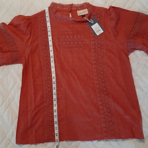Universal Thread Rust Lace Puff Sleeve Blouse - Picture 12 of 16